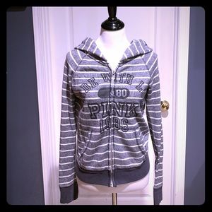 Navy Stripe Pink Zip Hoodie